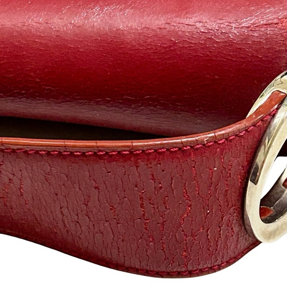 Vintage Oroton Red Leather Shoulder Bag with Silver Ring Detail - Picture 3 of 11
